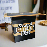 Black and Antique Gold Graduation Card Box