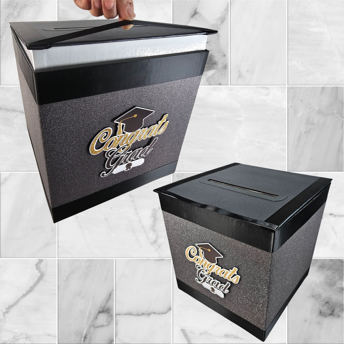 Boîte à Cartes Noire Pliable - Pour Cartes De Vœux, Anniversaires, Mariages, Cadeaux Et événements
