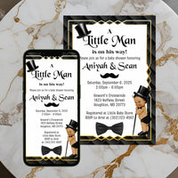 Black and Gold Little Man Invitation