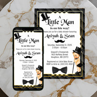 Black and Gold Little Man Invitation