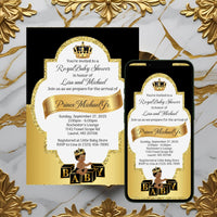 Black and Gold Little Prince Baby Shower Invitation