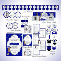Royal Blue and Silver Little Prince Baby Shower Decorations
