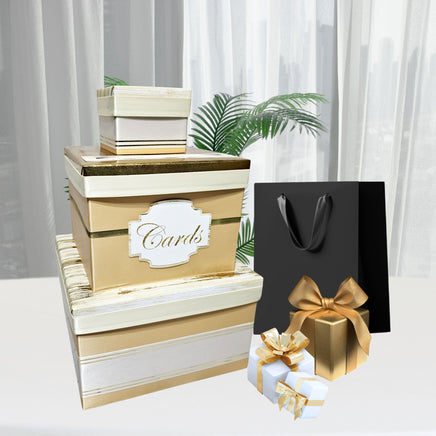 Ivory, White, and Light Gold Wedding Card Box