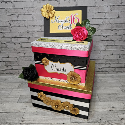 Sweet 16 Pink, Black, Gold Card Box
