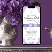 Lavender and Silver Girl Birthday Invitation