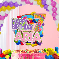 Toy Building Bricks 3D Birthday Cake Topper for Girl