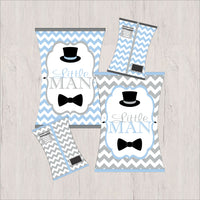 Little Man Printable Party Decorations - Light Blue, Gray, Black