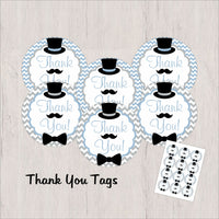 Little Man Printable Party Decorations - Light Blue, Gray, Black