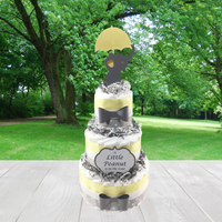 Little Peanut 3-Tier Diaper Cake, Yellow & Gray