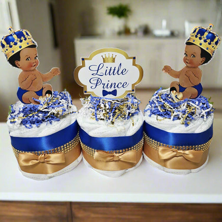 Royal Blue & Gold Little Prince Mini Diaper Cake Centerpiece