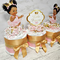 Little Princess Mini Diaper Cake Centerpiece, Pink & Gold