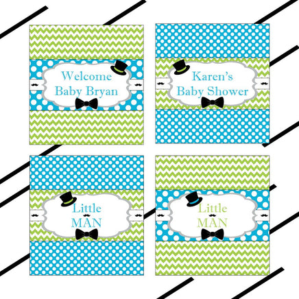 Blue and Green Little Man Candy Bar Wrappers