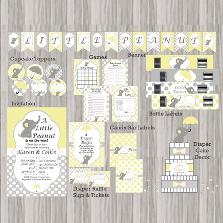 Yellow and Gray Little Peanut Baby Shower Decorations