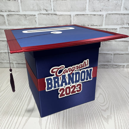 Navy, Red, & White 8x8 Graduation Card Box