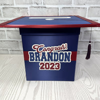 Navy, Red, & White 8x8 Graduation Money Box
