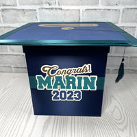Navy, Teal, & Old Gold 8x8 Graduation Money Box