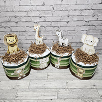 Neutral Baby Safari Mini Diaper Cake Centerpieces