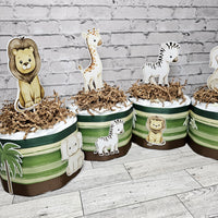 Neutral Baby Safari Mini Diaper Cake Centerpieces
