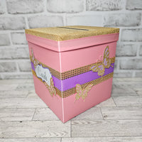 Butterfly Baby Shower Card Box, Pink, Lavender, Gold