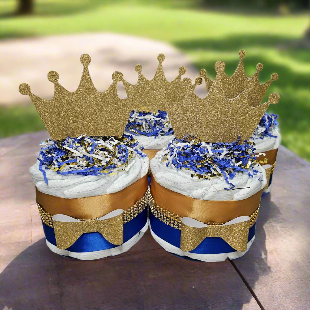 Blue and Gold Prince Diaper Cake Baby Shower Centerpiece Set| Nepheryn ...