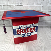 Red, Navy, 7 White 8x8 Graduation Card ox