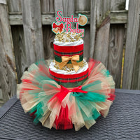 Christmas Santa Baby Tutu Diaper Cake Centerpiece
