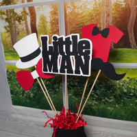 Little Man Centerpiece Sticks, Red, Black, White