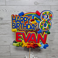 Toy Building Bricks 3D Birthday Cake Topper for Boy