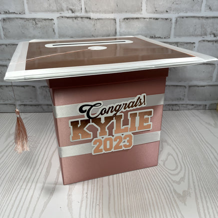 Rose Gold & White 8x8 Graduation Card Box