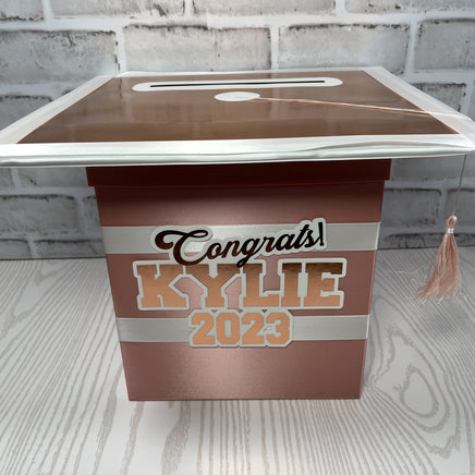 Rose Gold & White 8x8 Graduation Party Card Box