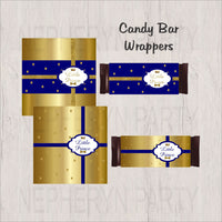 Little Prince Candy Bar Wrappers - Royal Blue, Gold 2
