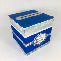 Royal Blue & Silver Little Prince Baby Shower Card Box