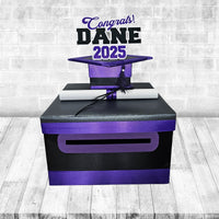 Royal Purple and Black Graduation Card and Money Box