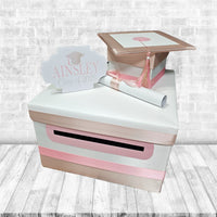 White, Champagne, and Pink Grad Card Box