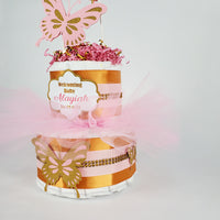 Pink & Gold Butterfly Tutu Diaper Cake