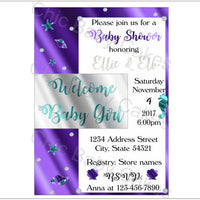 Purple & Silver Mermaid Baby Shower Invite