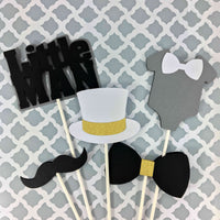 Little Man Centerpiece Sticks - Black, White, Gray, & Gold
