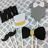 Little Man Centerpiece Sticks - Black, White, Gray, & Gold
