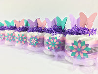 Lavender, Pink, and Teal Mini Butterfly Tutu Cakes