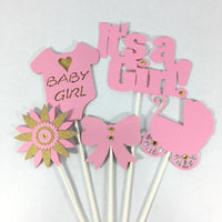 Pink & Gold It's a Girl Centerpiece Sticks