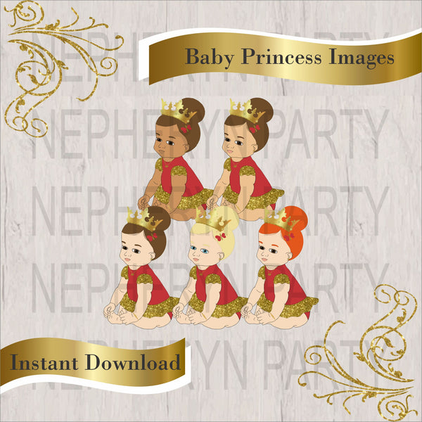 Red & Gold Little Princess Clipart