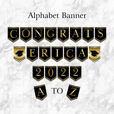Black & Gold Graduation Alphabet Banner
