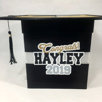 Graduation Party Card Box - Black, Gold, Silver