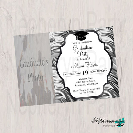 Black and Gray Graduation Party Invite