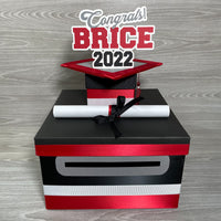 Black, Red, Gray, & White Graduation Card Box