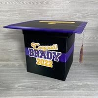 Black, Purple, & Yellow Gold Graduation Card Box