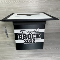 Grad Party Card Box - Black & White 8x8 Style 2