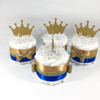 Little Prince Mini Diaper Cakes, Blue, Gold