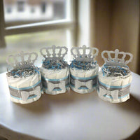 Blue, Silver Prince Mini Diaper Cake Set