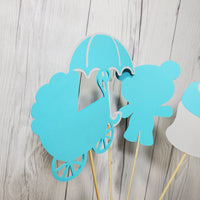 Boy Baby Shower Centerpiece Sticks - Teal, Gray